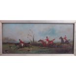 PHILIP HENRY RIDEOUT (1860-1920): A pair of gilt framed oils on glass of hunting scenes,