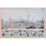 After L.S.LOWRY, A framed and glazed print, 'Northern River Scene' signed in the print only 41.