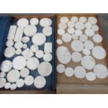 Two cases of 19th Century plaster relief moulded medallions and plaques after John Henning's