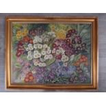 H. BEDFORD (XIX/XX): A framed oil on canvas of Polyanthus. Signed bottom right. 49.