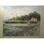 GODFREY ARNISON: "Pin Mill Suffolk", watercolour,