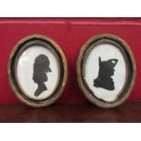 A pair of late 18th Century silhouettes reputedly by Sarah Harrington circa 1775,