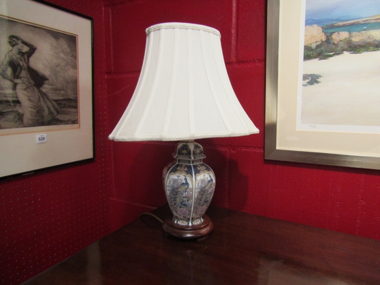 A pair of 20th Century Japanese style lamps with shades