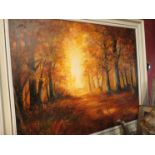 JAMES ALLEN: Oil on canvas board, woodland scene,