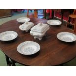 Two 'Mayflower' pattern late Victorian soup tureens and lids,