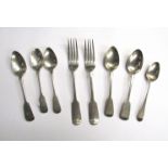 A pair of silver forks and six silver teaspoons, 224g,