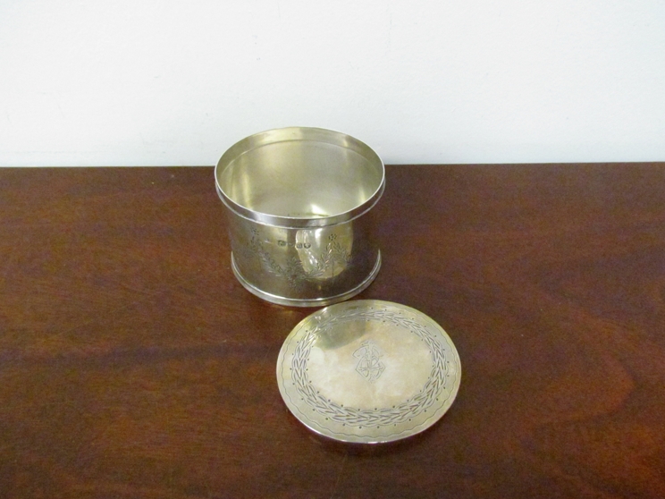 A George John Richards Victorian silver oval miniature tea caddy, monogrammed and crested 6. - Image 3 of 3