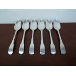 A set of six Stephen Adams dessert spoons, with monogrammed handles, London 1809,