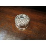 A B & Co embossed silver ring box, Birmingham, lined interior, 1901, 8.