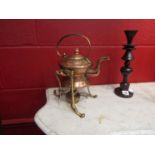 An Arts & Crafts copper and brass spirit kettle on stand