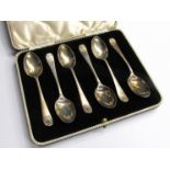 A set of six Cooper Brothers & Sons Ltd silver tea spoons with shell terminals, Sheffield 1939,