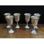 A set of six sterling silver wine goblets by S.