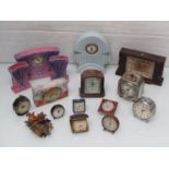 14 various mid 20th Century time pieces including ceramic,