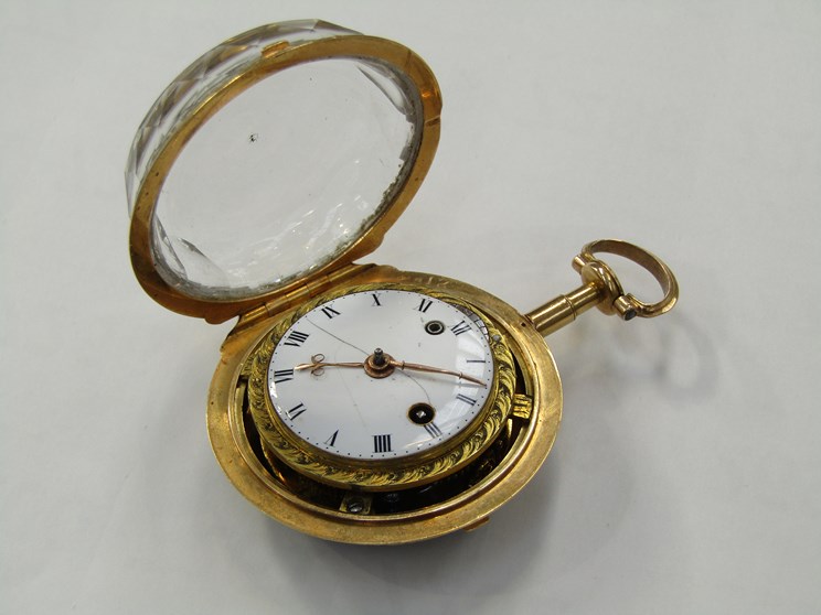 A mid 18th Century gold and enamelled pocket watch by William Post, London, - Image 9 of 9