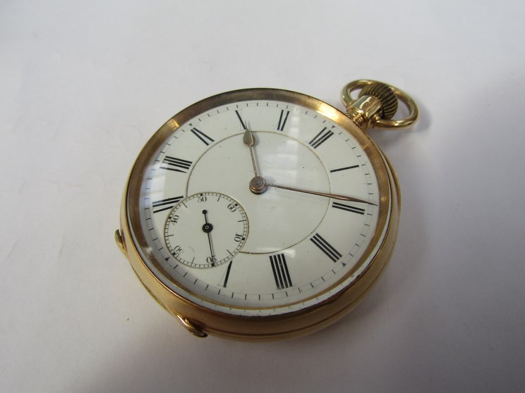 A Waltham 18ct gold open faced pocket watch,