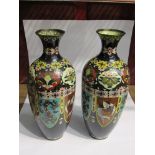 A pair of early 20th Century cloisonné vases a/f