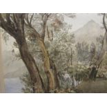 WILLIAM LEIGHTON LEITCH (1804-1883); A watercolour "La Majolica Lake Como", foliage beside the lake,