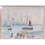 ALFRED JAMES MUNNINGS (1878-1959) (ARR): Broads scene, watercolour, 17cm x 22cm,