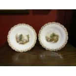 A pair of Minton topographical plates, hand-painted, possibly by H T Mitchel,