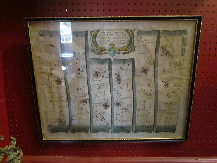 A 17th/18th Century King's Lynn to Norwich/Yarmouth route map,