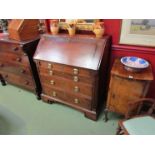 Circa 1780 to 1820 oak and elm Lancashire/Cheshire bureau the fully fitted interior over four