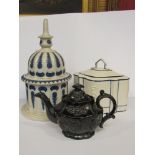 A Castleford, white fespathic stoneware, classical sugar box and cover,