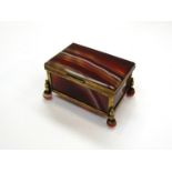 A Victorian banded agate box with ormolu embellishment,