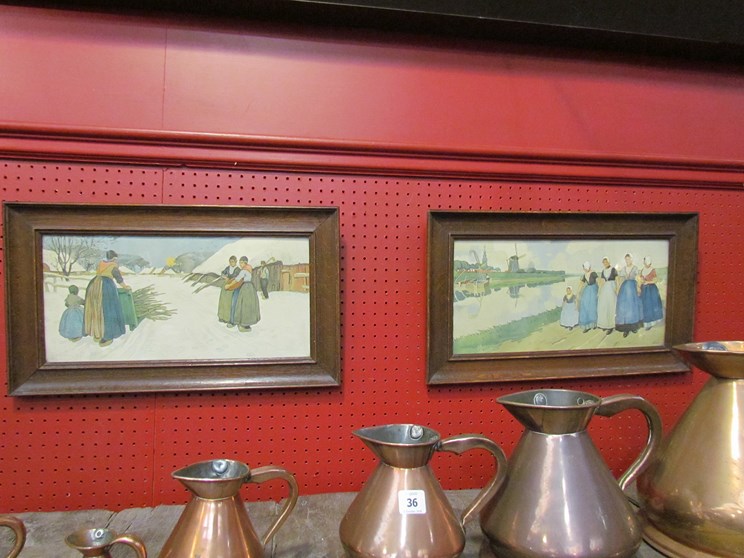 After Henri Cassiers two lithograph prints depicting Dutch scenes 20cm x 40cm