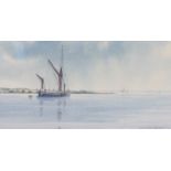 ANTHONY OSLER (b.1938): A watercolour of sailing vessels on still waters. Signed bottom right.