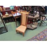 A circa 1840 bird's eye maple hall chair with carved acanthus leaf back rest on barley twist