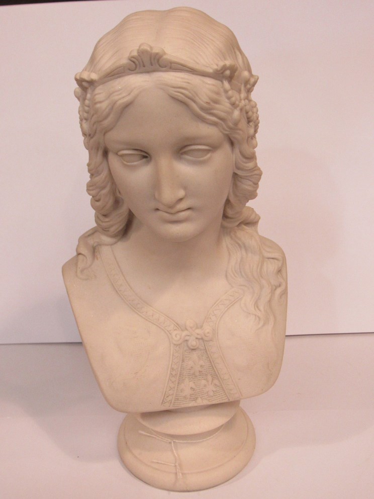 A Victorian Parian ware bust of a female, "Enid",