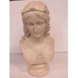 A Victorian Parian ware bust of a female, "Enid",