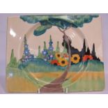 A Clarice Cliff Bizarre "Fragrance" pattern rectangular plate by Royal Staffordshire, 21cm x 26.