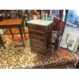 A circa 1900 miniature French chest of 6 drawers with marble top, ormolu edging, 46.