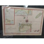 An 18th Century French hand coloured map of the "Isles de la Reine Charlotte", mounted,