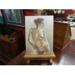 A watercolour on canvas of still life nude study, signed and dated lower right,