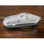A frosted and clear glass Testorossa 1985 paper weight with mount