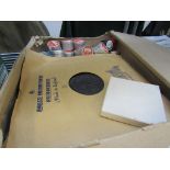 A box of Ford dealership training LPs with film reels including The Zodiac MKIII consul and