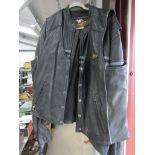 A Harley Davidson leather jacket embroidered to rear,