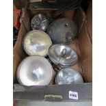A box of mixed lamps including fog