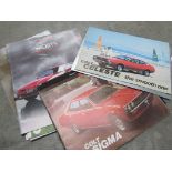 Five Mitsubishi brochures, Colt Sigma, Colt Sapporo, Colt Lancer and Colt Celeste,