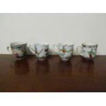 A late 18th Century handpainted Oriental tea cups of varying conditions