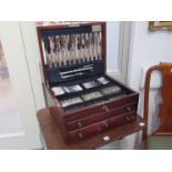 A Carrs of Sheffield 12 place setting canteen of cutlery in lidded and drawer container brought