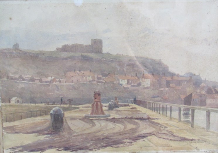 STANLEY INCHBOLD (1856-1930) A framed and glazed watercolour scene of Whitby,