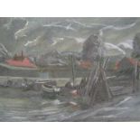 Attributed to EDWARD SEAGO (1910-1974) A framed and glazed watercolour entitled 'Blakeney,