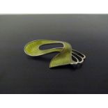 A David Anderson style green enamel brooch marked Sterling Norway, 5.