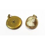 A Cameo pendant and a circular locket