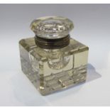 A large Victorian cut glass desk inkwell,