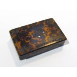 An inlaid tortoiseshell snuff box of rectangular form