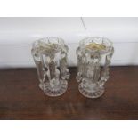A pair of cut glass table candle lustres a/f,
